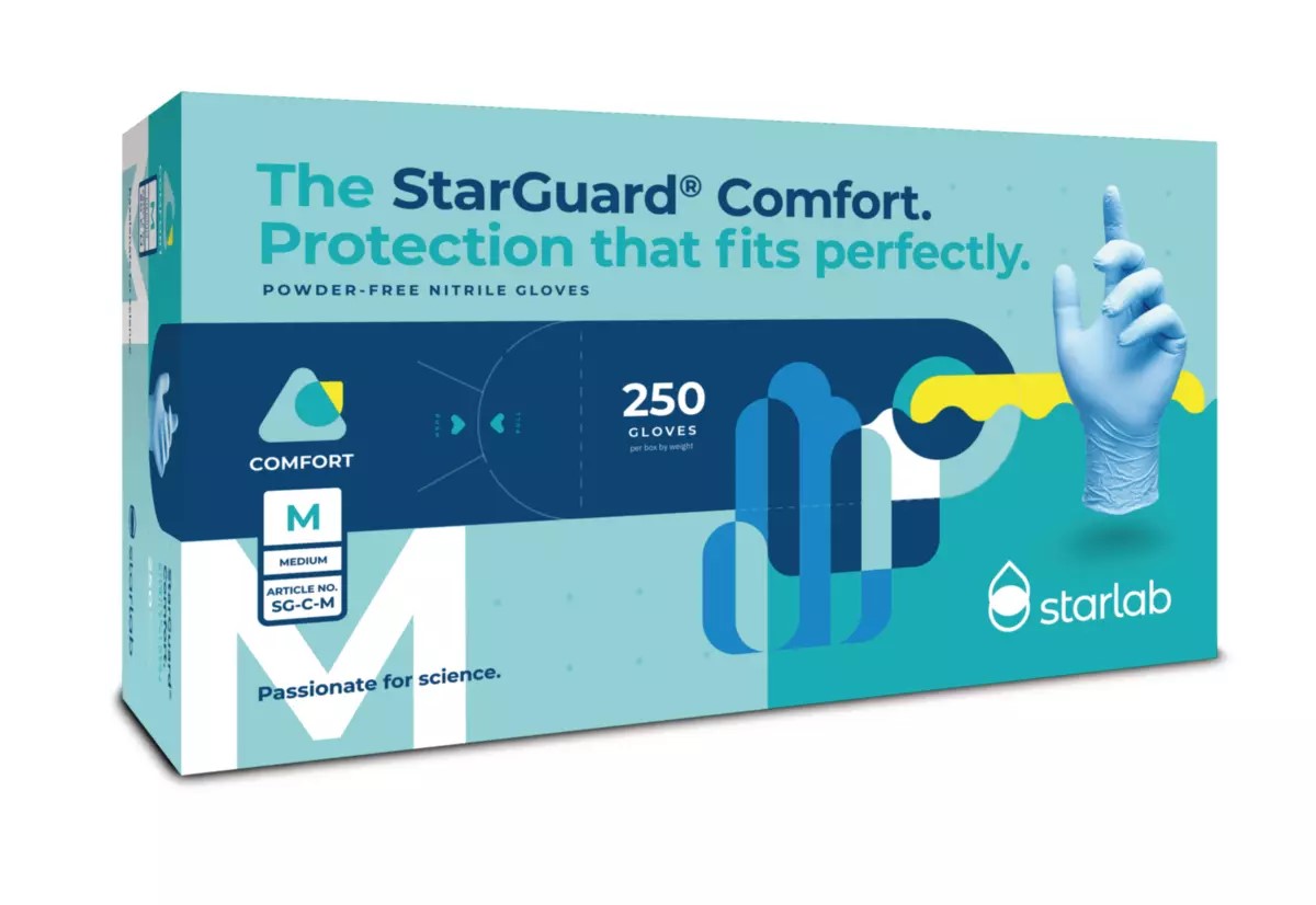 StarGuard COMFORT  (feels like Latex) Nitrile Gloves, Powder Free, Blue, Size L, Pk/ 10 x 250 gloves